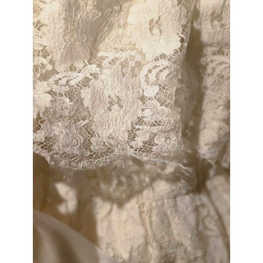 Geri NY Vtg Ivory Lace Midi Dress 14 Lord & Taylor Coquette Bridal Puff Sleeve - Picture 6 of 14